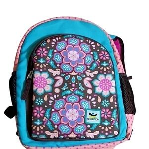 Chooze Kids Backpack - Double Face Pink and Blue with Floral and Stripes